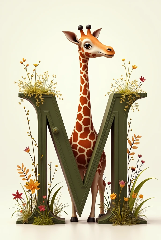 Decorate letter M with a giraffe