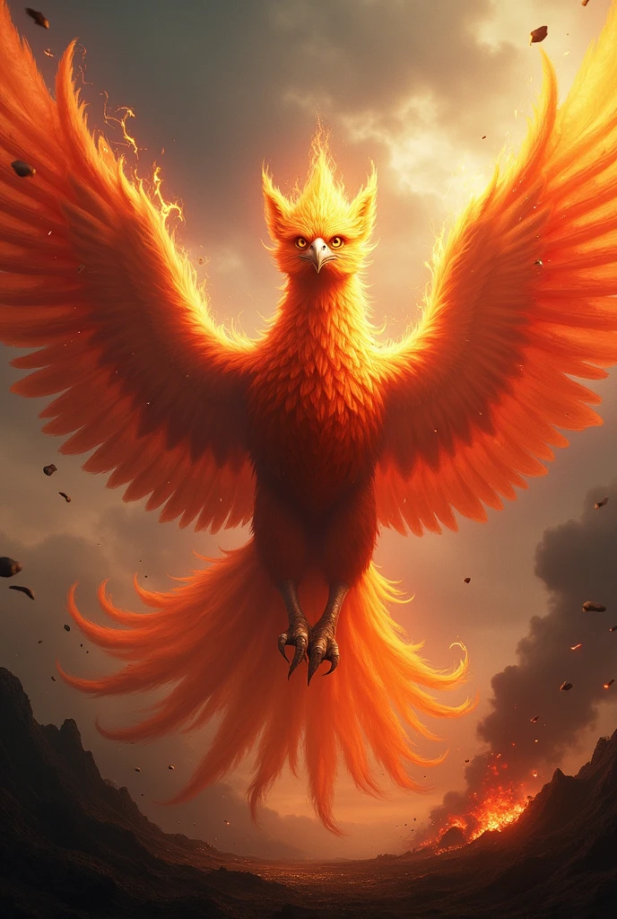 A powerful and majestic Phoenix、The embodiment of destruction and rebirth、Scary Stare、The End of the World