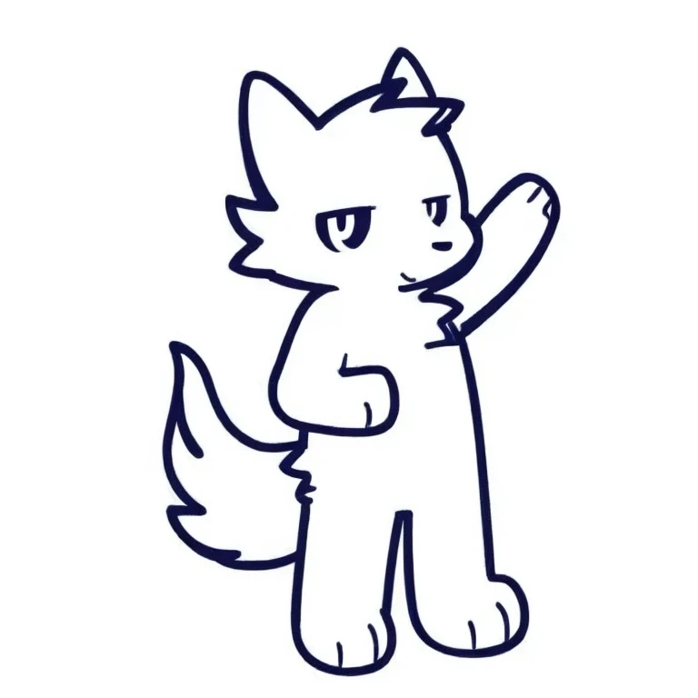 White fur, Wolf, anthro, furry, solo, simple art ,whole body，full body,Cold eyes ,Raise your hands