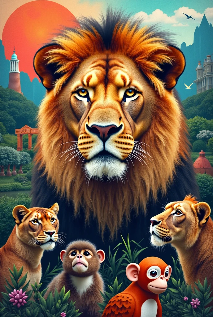 A collage of animals 

