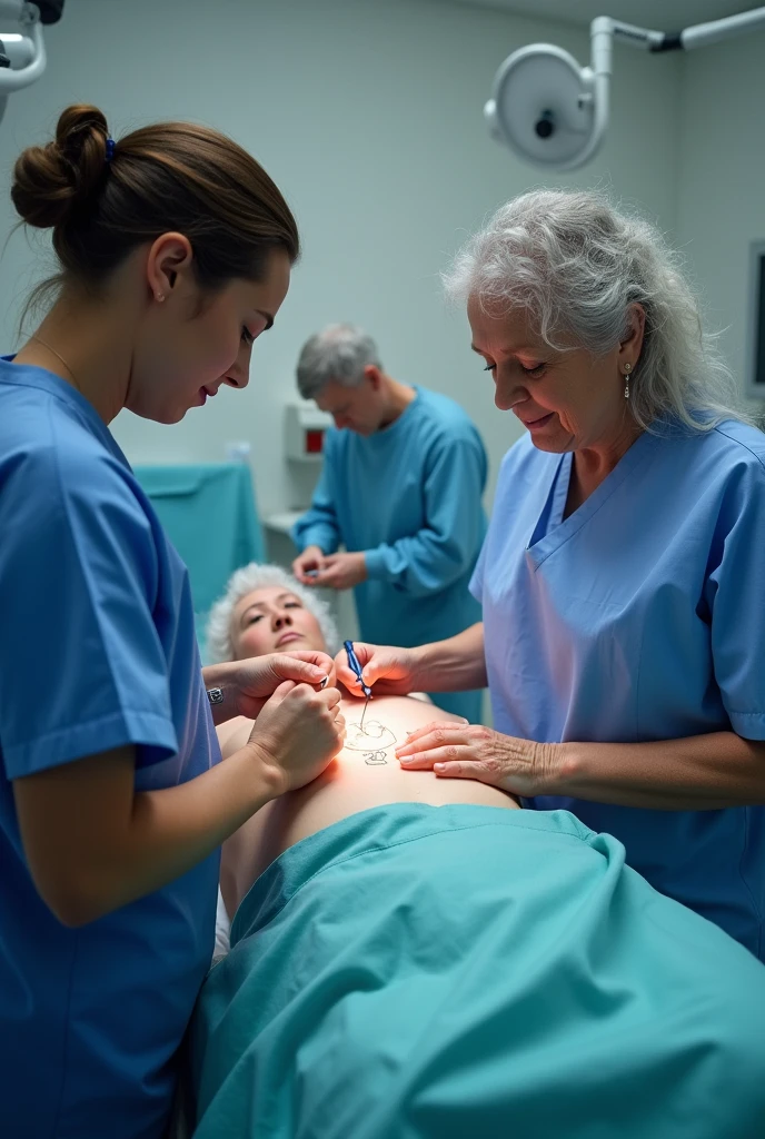 Surgical marking with the presence of a family member of the patient
