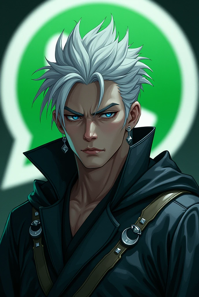 Satoru Gojo with the WhatsApp logo in the background 
