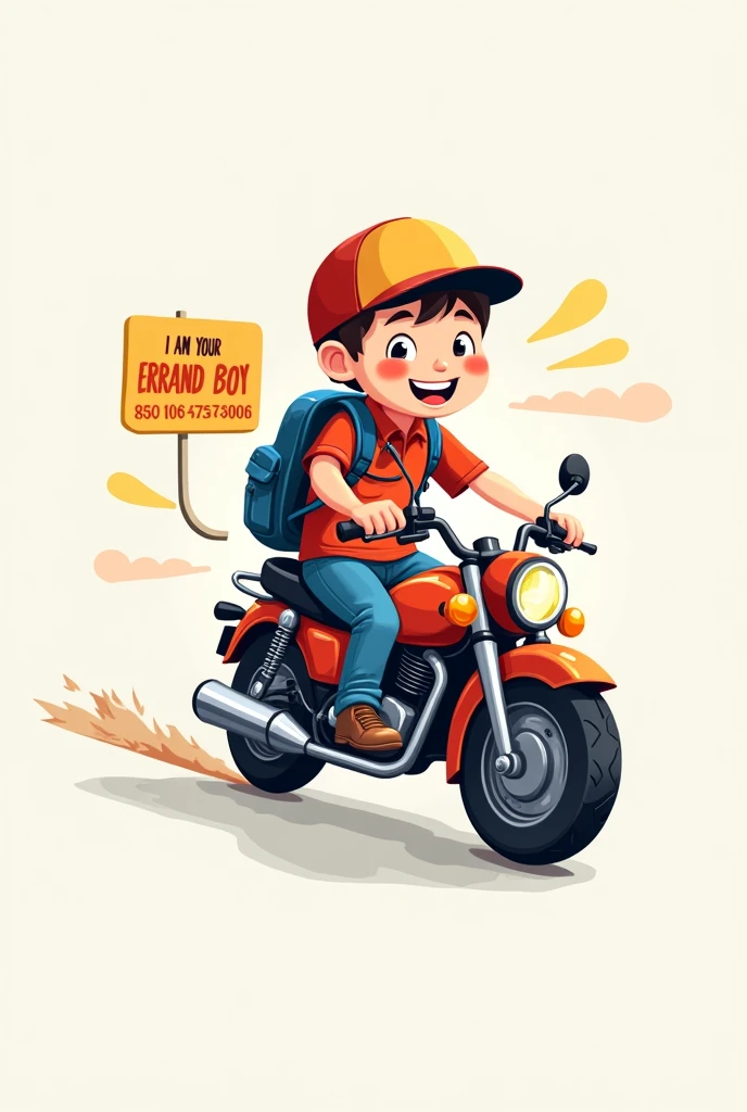 A logo that says I am your errand boy That has this phone number 9811703361 And that has a boy with a motorcycle 
