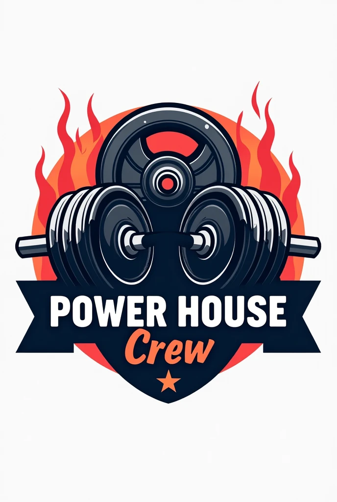 Logo for social networks with the name "POWER HOUSE CREW" where weights and gym are displayed