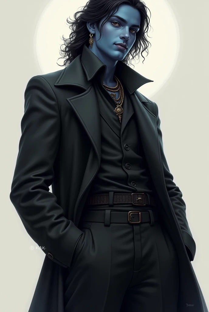Krishan bhagwan wearing black coat pants