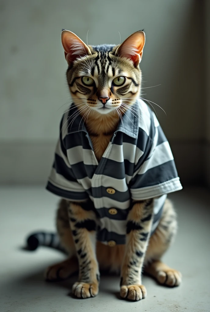 Un chat en uniforme de prison