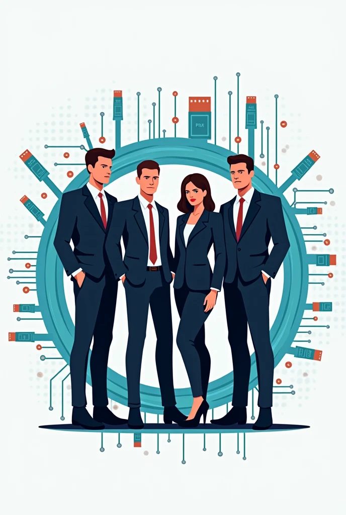Create a logo for a group about Dealers with the group name SinCables Crew, We are two men and two women