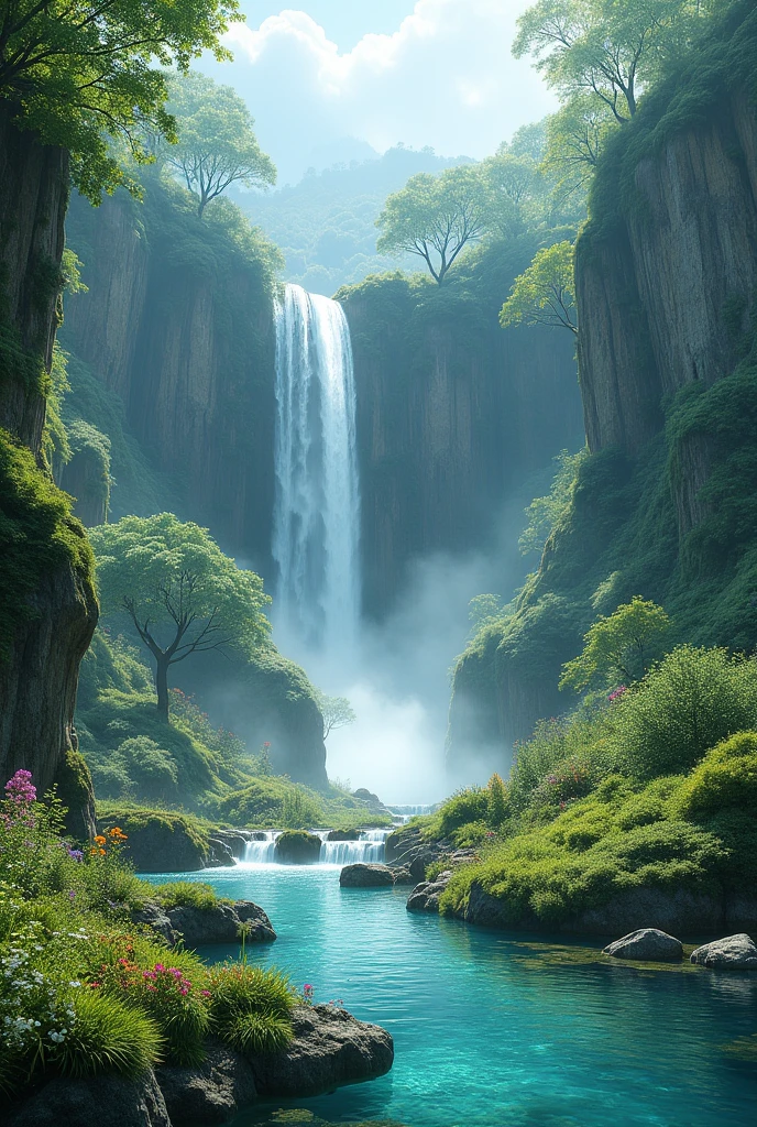 Beautiful nature with waterfalls and attractive surroundings
