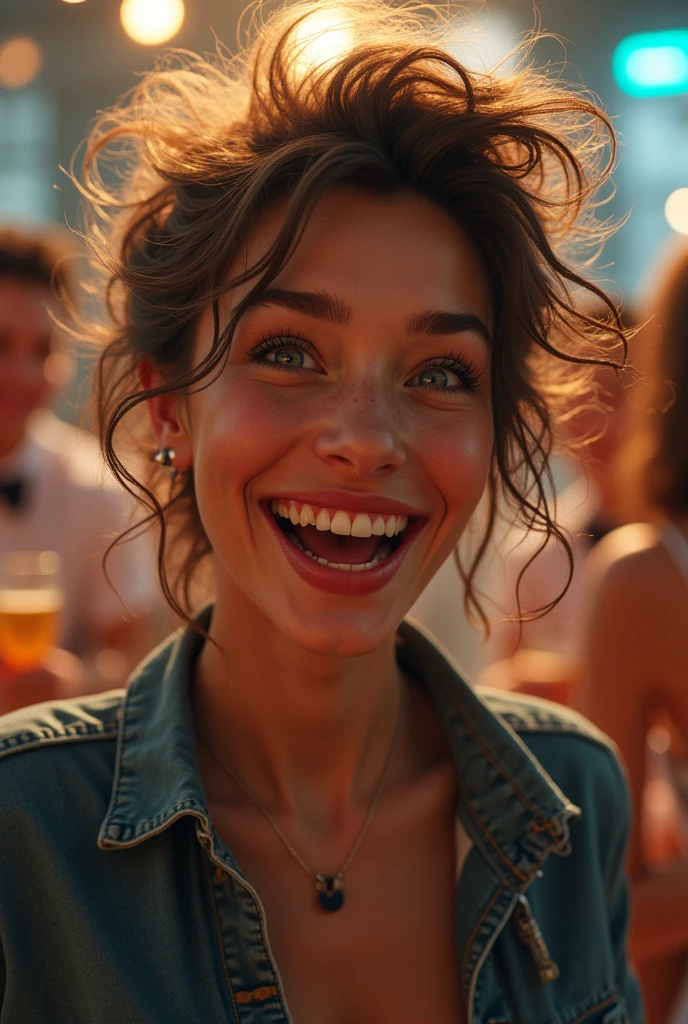 Although I cannot create images directly, I can describe what a realistic image might look like based on the text:
Imagine a scene with a charismatic and vibrant person, possibly in a social setting, like a party or a coffee. They are interacting animatedly with other people, showing your charm and fun. His face reflects enthusiasm and a captivating smile, but there is a subtle sign of distraction or restlessness in the eyes, indicating a tendency to change one's mind quickly. The scene can have a touch of lightness and dynamism, symbolizing how easily they get bored and how difficult it is to maintain constant focus.