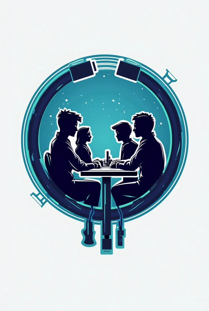Create a logo for a group about Dealers with the group name SinCables Crew, We are two men and two women, with a weekend with cables and so on or something related to the context, a cool logo