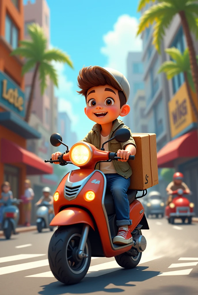A boy with a motorcycle running errands Quickly with a title that says I am your errand boy And I am at your service in Spanish