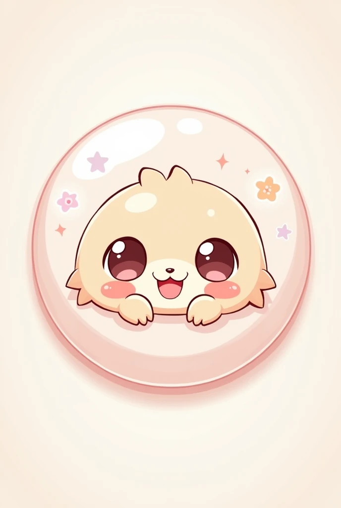 create a button for a super cute app called anime kawai style transparent background
