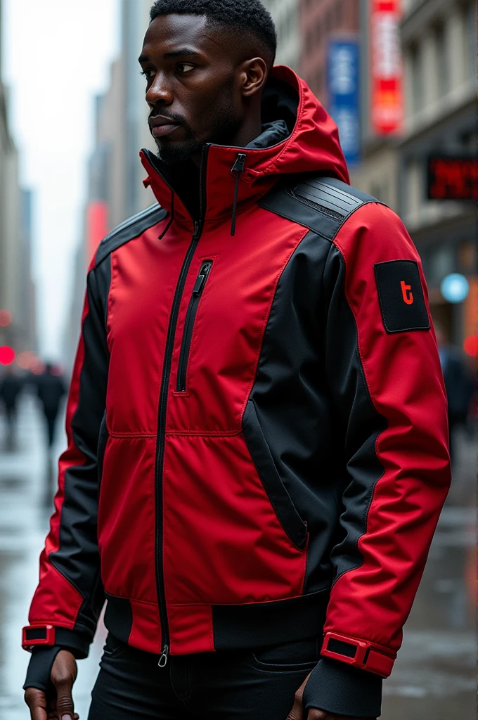 Create a self-regulating red and black jacket