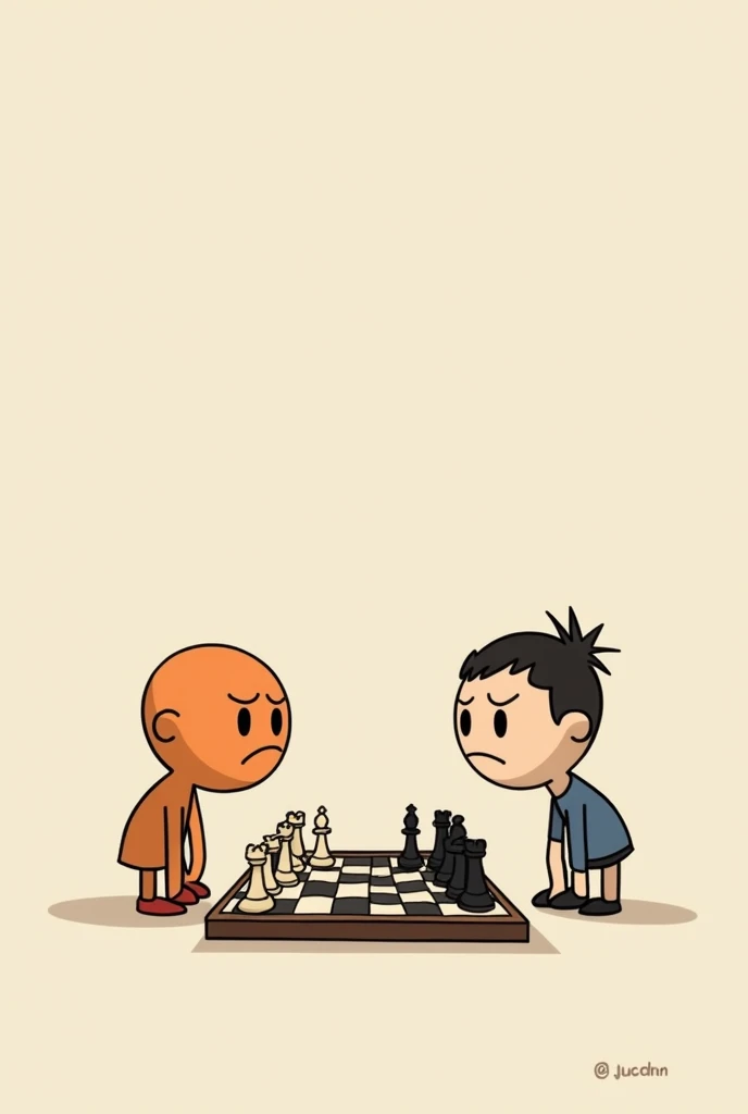Cartoon，minimalism，Play chess seriously