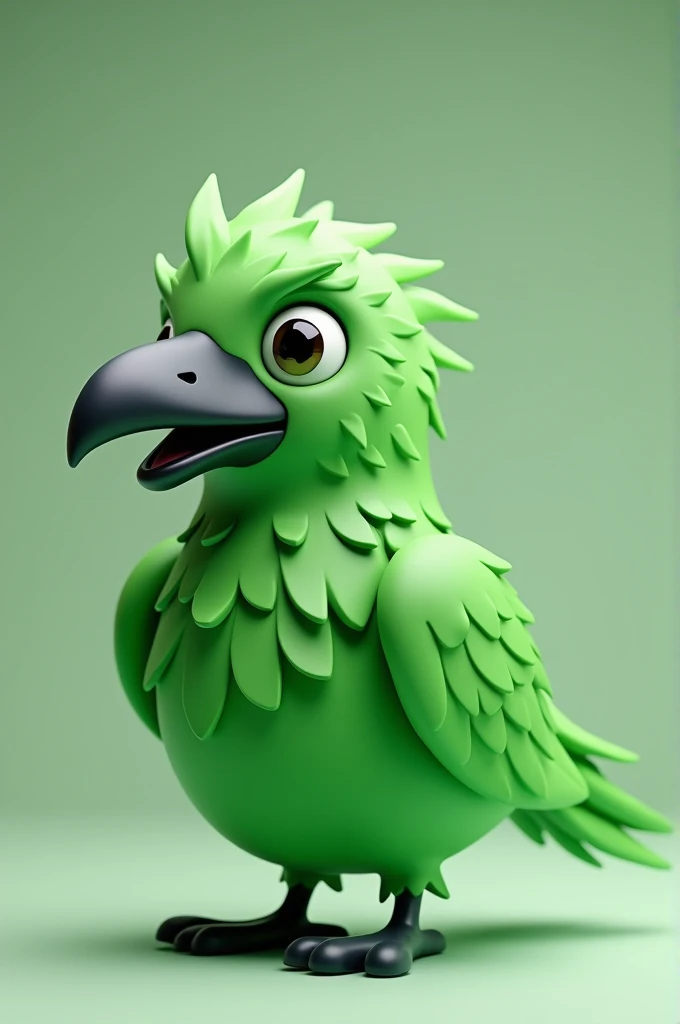 A green toy crow 