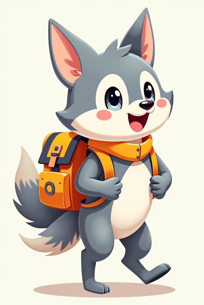 believe me modelsheet of a wolf with delivery backpack cawaii cartoon style