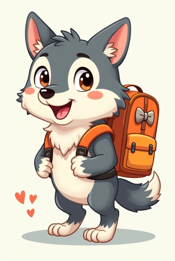 believe me modelsheet of a wolf with delivery backpack cawaii cartoon style