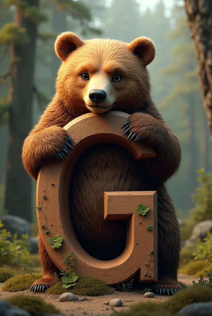 Decorate letter G with a realistic bear