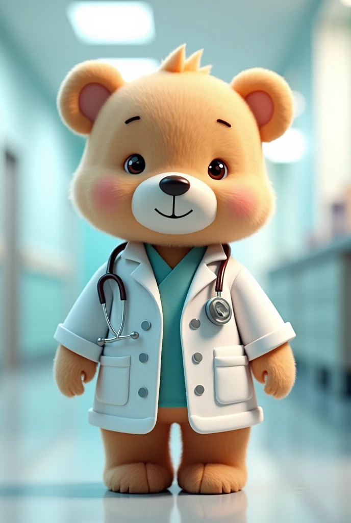 A cute bear dressed in doctor's clothes