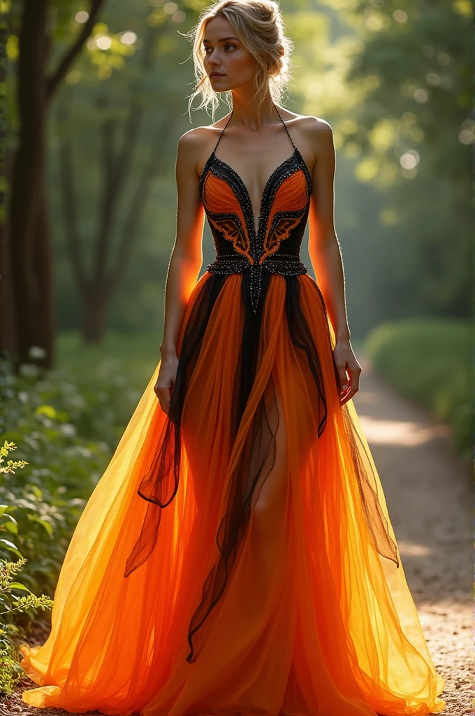 Create a dress based on a monarch butterfly