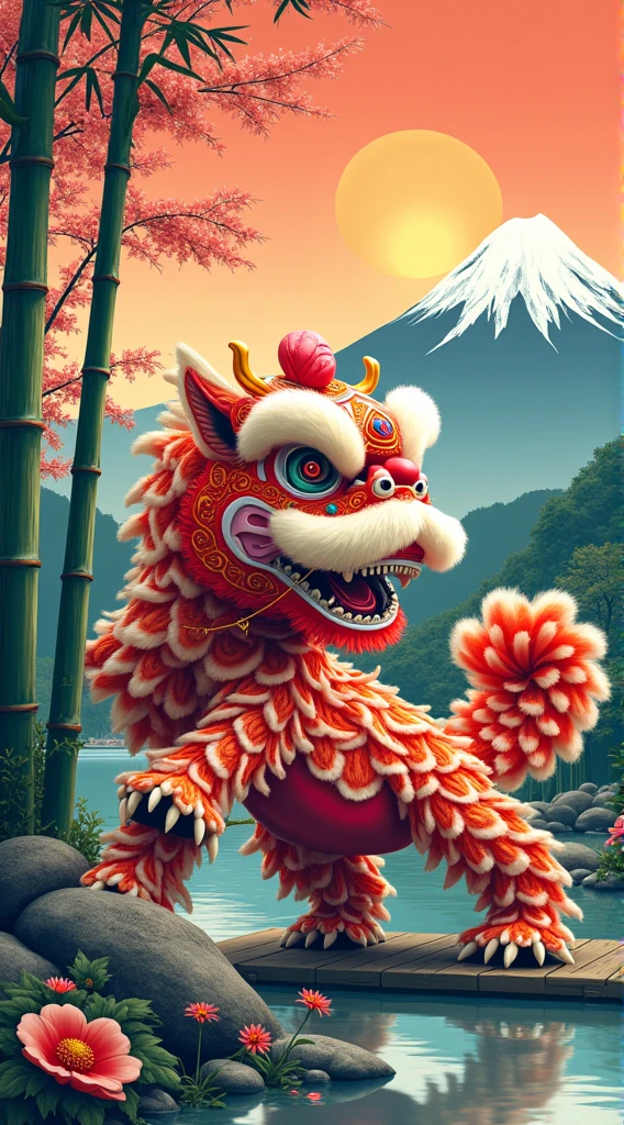 Contemporary graphic art with lion dances like Hokusai KATSUSHIKA
great power
Gorgeous and colorful design but calm and elegant design
traditional Japanese scenery
bamboo, bamboo bushes, cherry blossoms, rocks, and Mt. Fuji
Pretty cool
chic and modern design
Stylish design