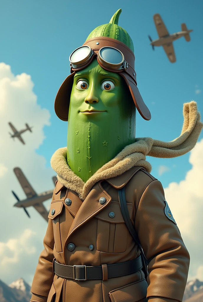 A cucumber disguised as an airman