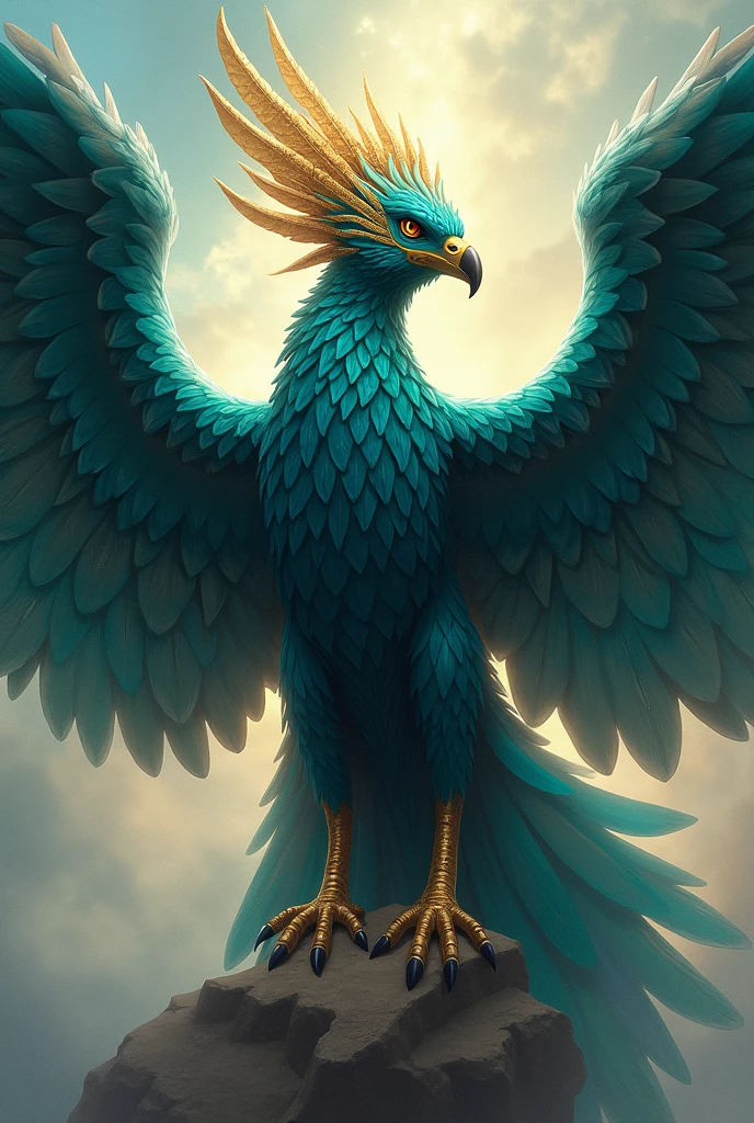 Gods of the Aarakocra Oshia Physical Characteristics: A winged figure, with bright and colorful feathers, which can vary in shades of blue, green and gold. Oshia has a shape similar to an eagle or a hawk, with a majestic posture and a penetrating gaze that reflects his connection to the sky and freedom.
