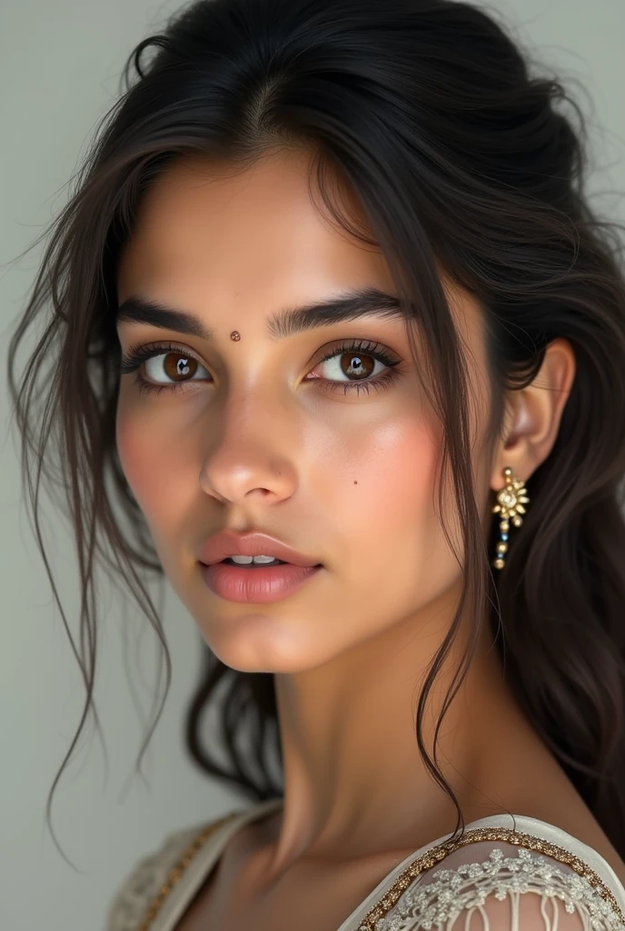 Golden ratio beautiful face, white face, pale skin, indian muslim