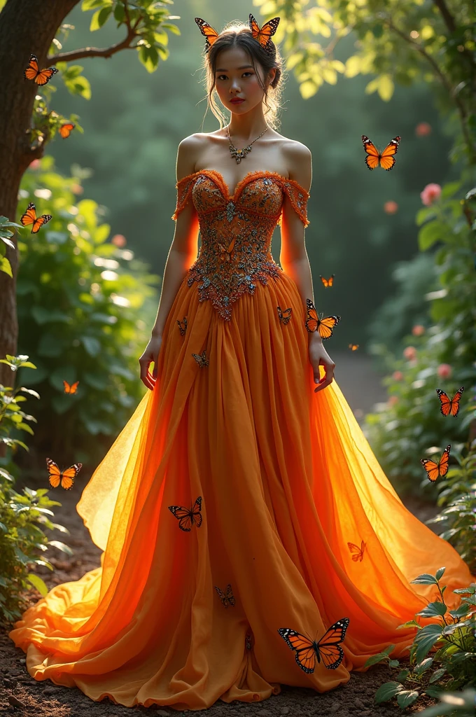 Create a princess dress based on a monarch butterfly
