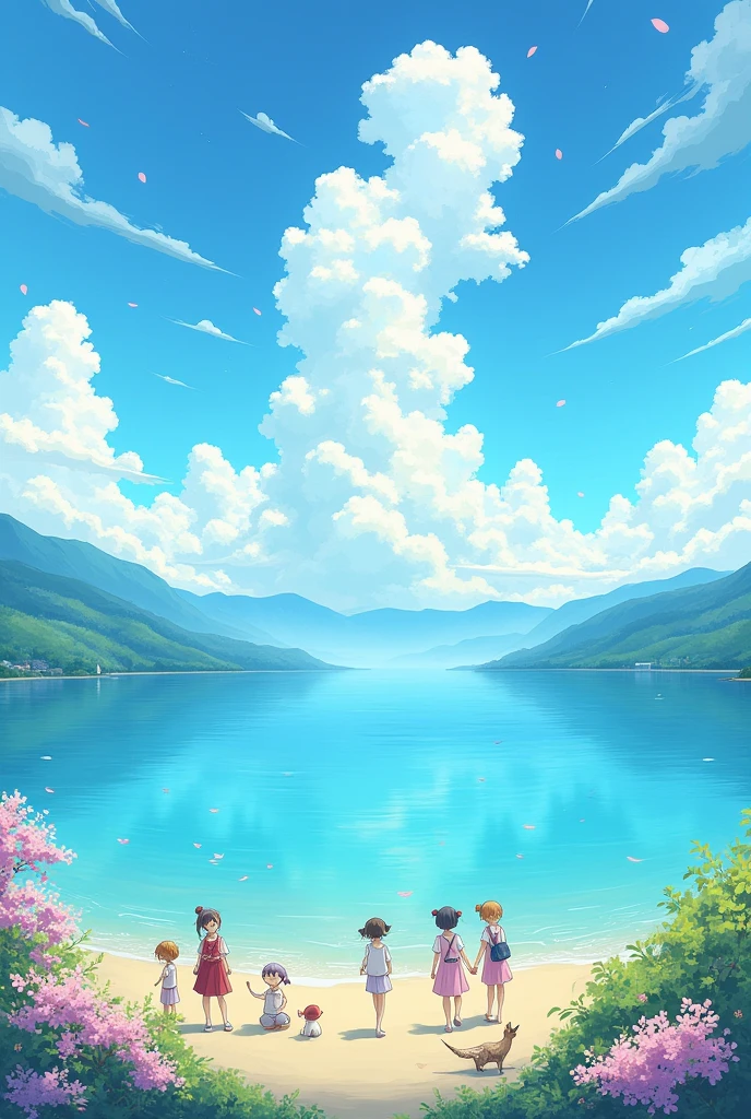 Lake toba with anime sceen full sky