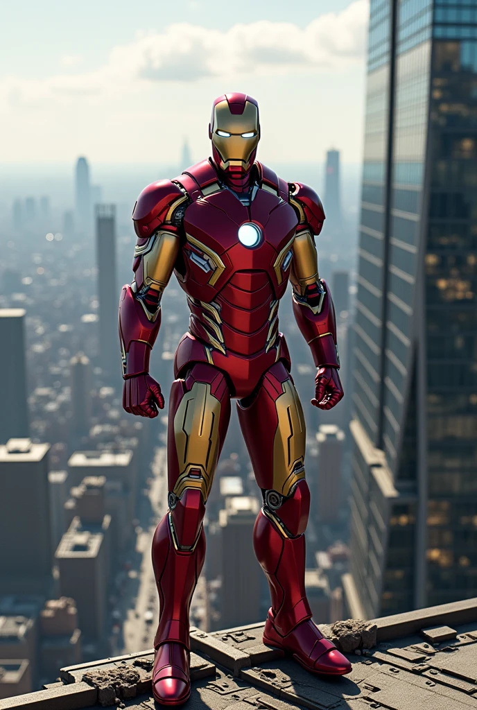 Iron man standing building top