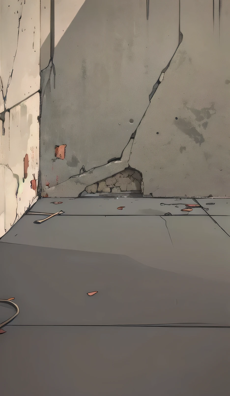 Broken house wall,Broken house floor,Concrete floor,Rough House
