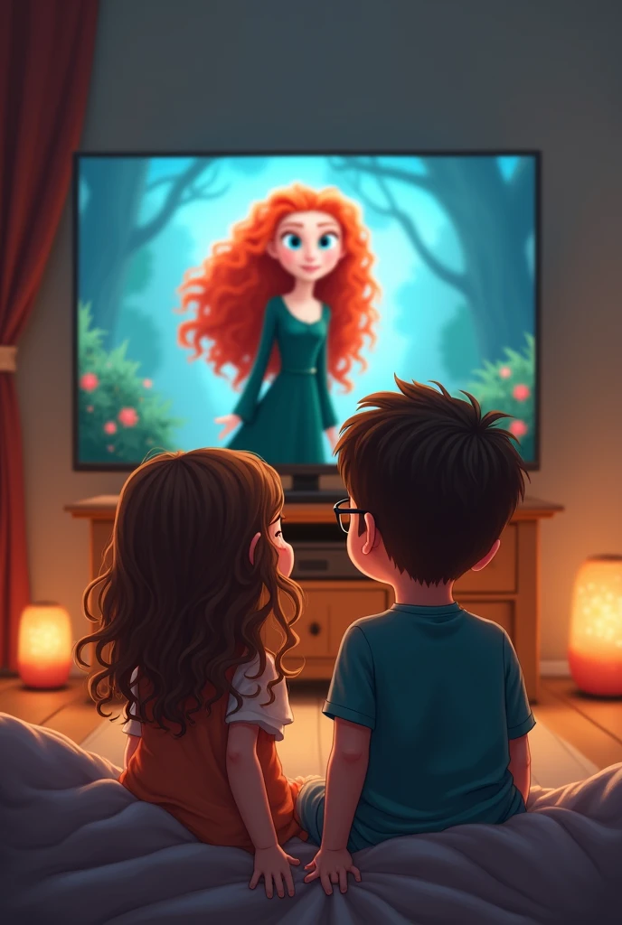 
1. **Prompt Creation**:
   - Write a clear and detailed prompt describing the scene. For example: "Create a digital artwork of a 1 boy and his younger sister, both with brown eyes and brownish-black hair, sitting in front of a TV. The boy is wearing glasses. On the TV screen, display Merida from the movie 'Brave' with her iconic red hair and green dress."

2. **Adjust Details**:
   - If the tool allows, adjust parameters for style, color, and detail level to match your vision.

3. **Generate the Image**:
   - Enter the prompt into the AI tool and generate the image. You may need to refine the prompt based on the initial results.

4. **Edit and Refine**:
   - If needed, use an image editing tool to make any adjustments or enhancements to the generated image.

Keep it like anime style
And easy like drawn by a human beginners artist

