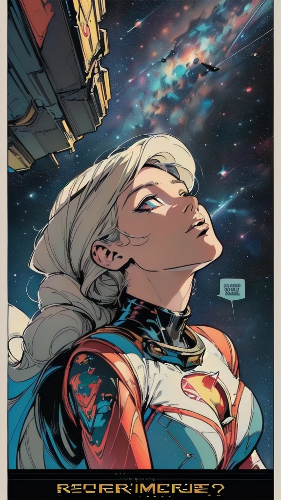 (((ultimate best quality))),((((solo:1.2)))),((((1girl:1.2)))),((((beautiful perfect woman)))),(((detailed perfect body, detailed perfect finger))),((((((ultimate spacethriller movie poster)))))),(((bust up, close up))),(((((American comics))))),(((extreme highlights))),(((Extremely colorful, primary colors))),cleavage, super beautiful lady,(((((typography))))),(((text))),(((((looking up or looking down))))),(((((speech bubble)))))
