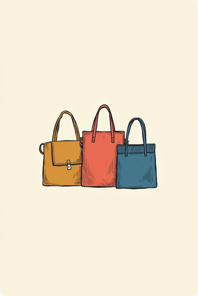Create a logo with 3 bags of various colors with a drawing sketch and that says ArtBag and as a slogan that says your style, your story,your bag 
