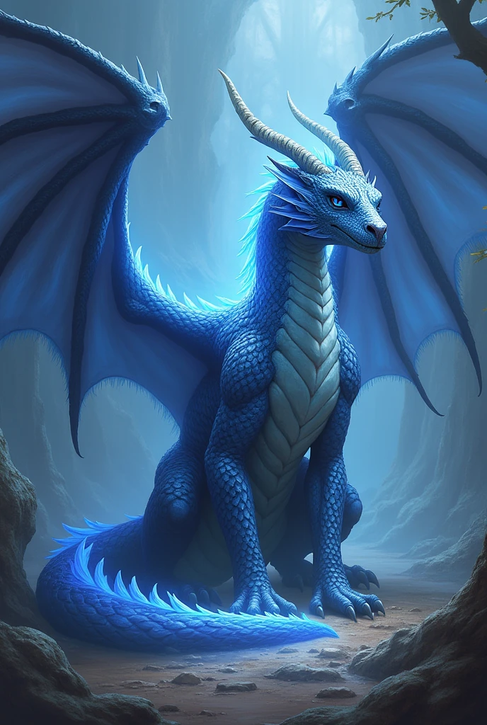 Dragonborn Gods (Blood Dragons)
Saphira Physical Characteristics: A majestic dragon with shining scales in shades of blue and silver. Saphira has an imposing presence and is adorned with details that reflect wisdom and strength.. She may have wide wings and a long tail that emits a soft glow..