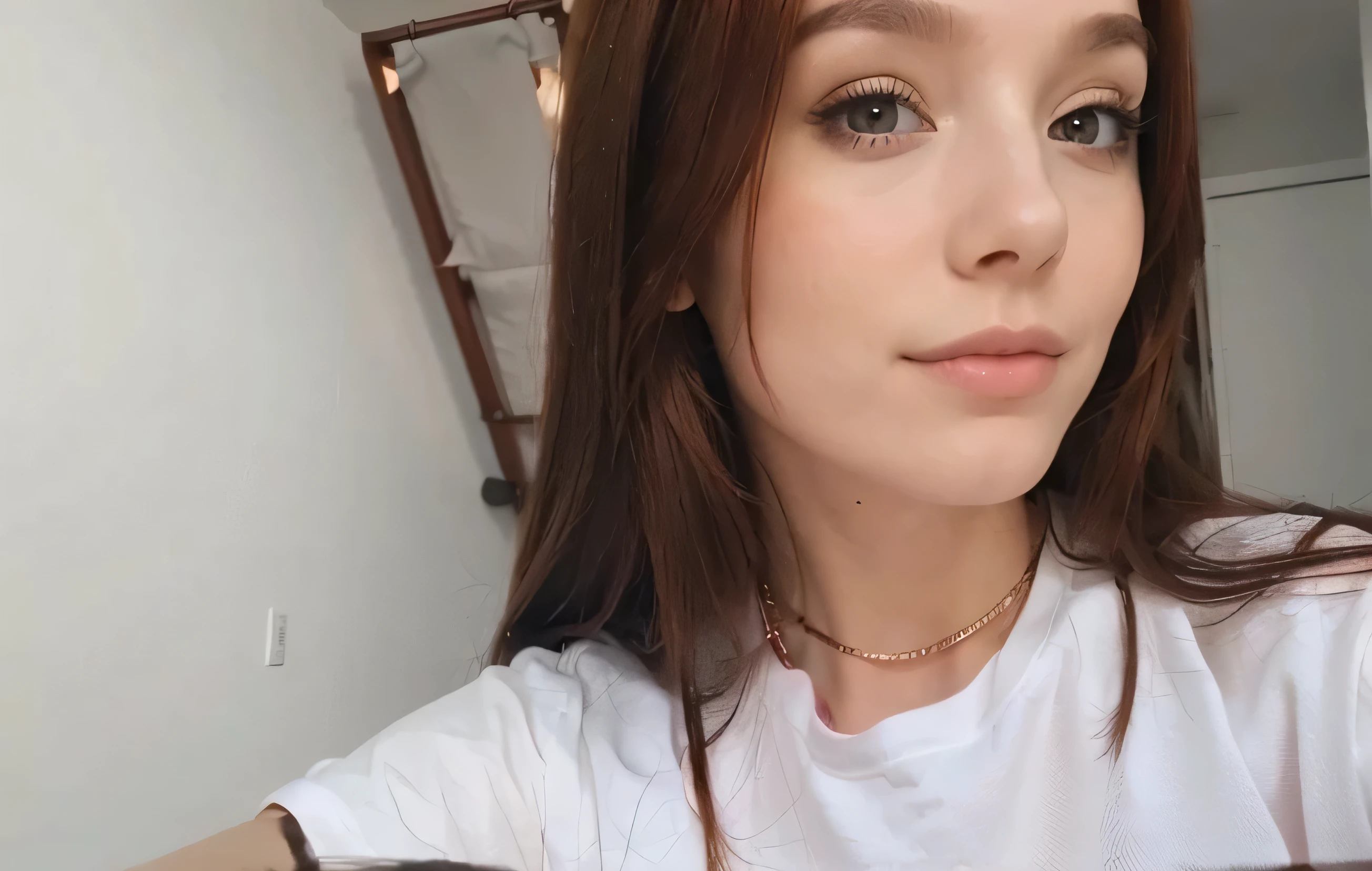 Different pose, pretty girl with copper hair and black clothes with pink