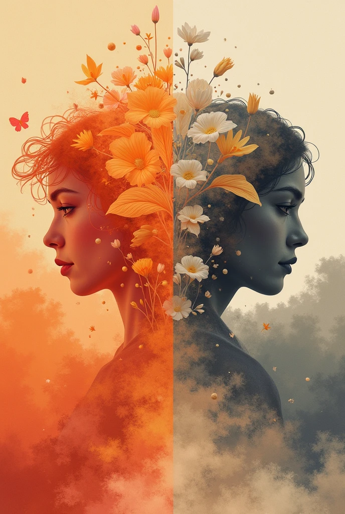 Post for behavioral psychology story with small text talking about orange behaviors, pink and beige