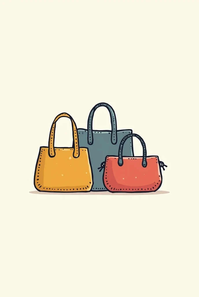 Create a logo with 3 bags of various colors with a drawing sketch and that says ArtBag and as a slogan that says your style, your story,your bag