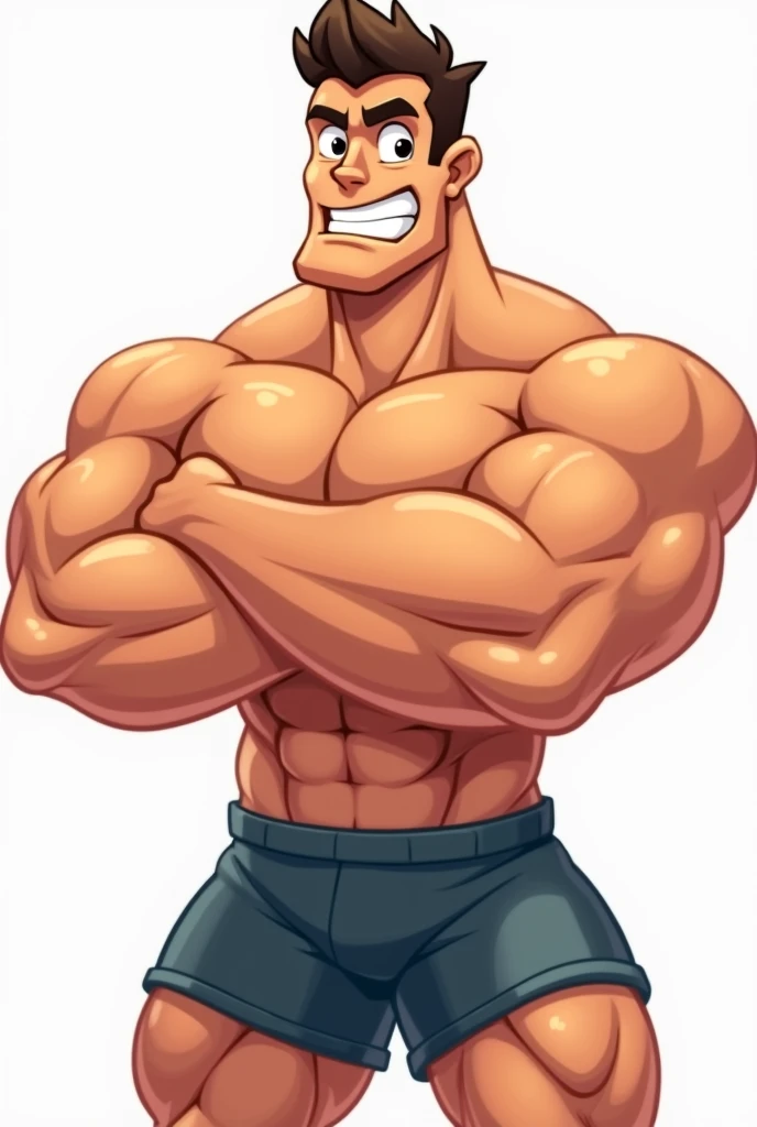 A muscular guy with crossed arms Cartoon in png