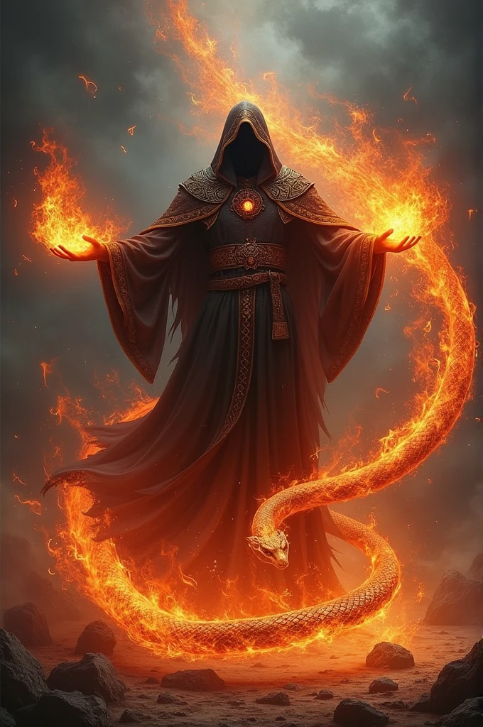 DARK FIRE WIZARD WITH FLAMES SNAKE
