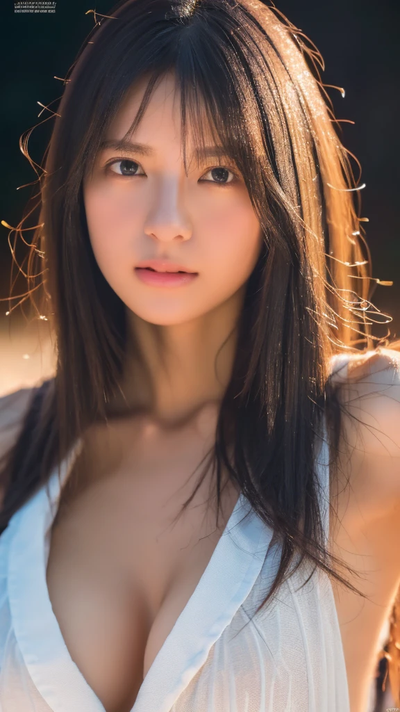 random pose, mix4, (8k, RAW photo, best quality, masterpiece: 1.45), (realistic, photorealistic: 1.37), one girl, cute, cityscape, night, rain, wet, professional lighting, photons mapping, radiosity, physically based rendering, gradient black hair, gray hair, short curly hair, handsome, girl, Deep V-neckline slip dress, pale skin, top quality photo, high res, 1080p, (clear face), (detailed face description), (detailed hand description), (masterpiece), (exquisite CG), extreme light and shadow, disheveled hair, master work, rich details, (fine facial features), (highest quality photo), (masterpiece), (detailed eyes), look in front of you eyes, fine clavicle, (huge breasts:1.47),