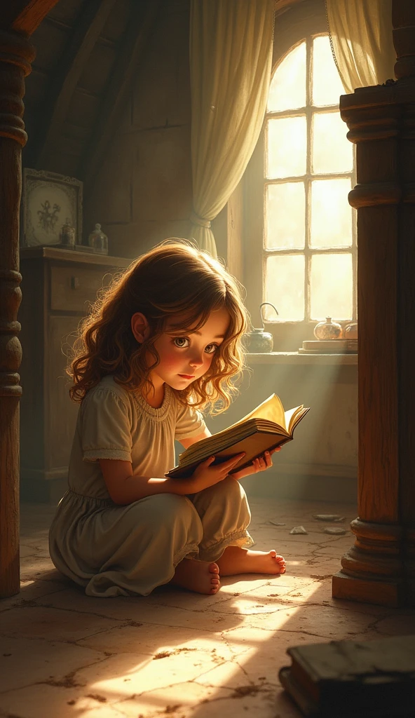 A small girl reading harry potter book