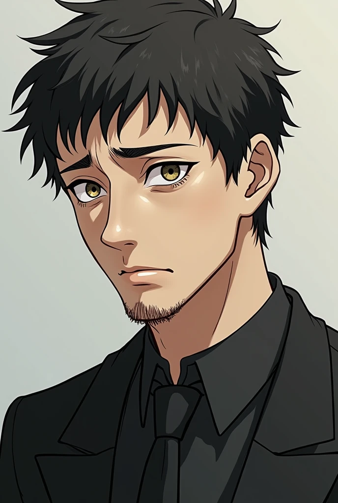 Image of the character lawyer with a tired face with dark circles and a bit of a big nose from jujutsu kaisen higuruma hiromi