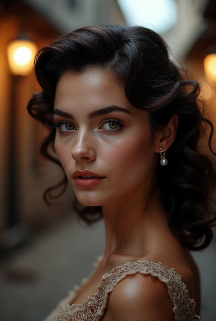 (a closeup of a beautiful girl on a 19th century street in a vintage dress), (Serious:0.5), (Very detailed face:1.4), ass point of view, Nikonido vintage), (Serious:0.5), (Very detailed face:1.4), ass point of view, Nikon D850, film stock photography, 4 Kodak Portra 400, f1 camera.6 lenses, saturated colors, Hyper realistic, realistic texture, dramatic lighting, Cinestill 800, 19th century Victorian style, evening, vintage lighting, medium curly hair