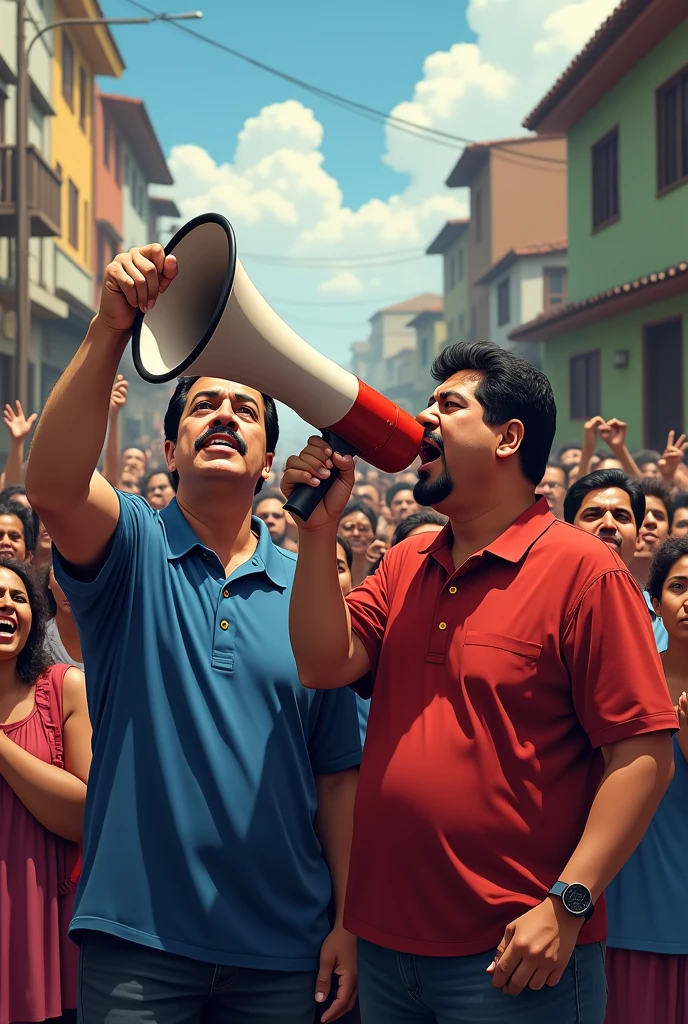 Chávez and Maduro summoning the communities with a megaphone
Chávez and Maduro summoning the communities with a megaphone