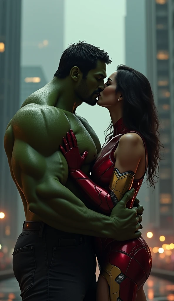 Iron man and Hulk frech tongue kiss