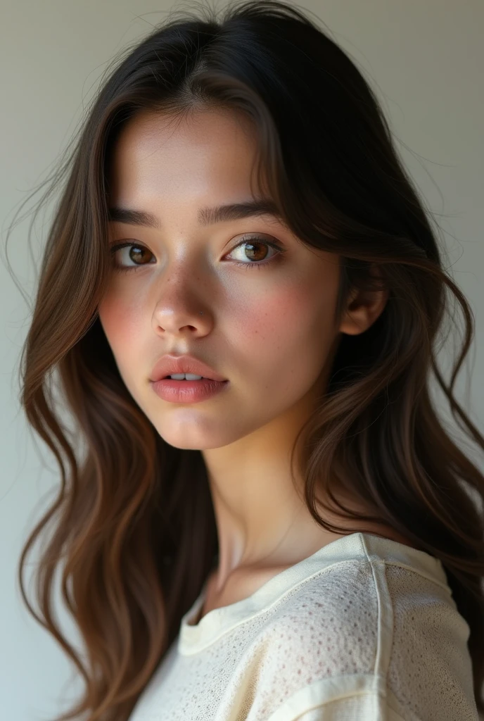 1 agers with wavy hair , Brown eyes , and Greek nose like model