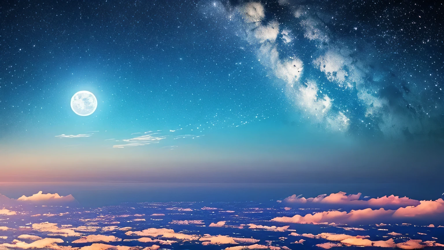 masterpiece、Highest quality、Ultra-high resolution、The sky seen from the window、full moon、starry skies、Gorgeous digital art、