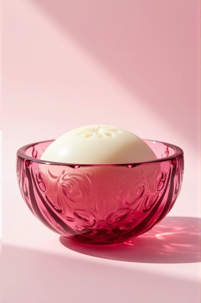 Facial soap raspberry glass container with very beautiful pattern